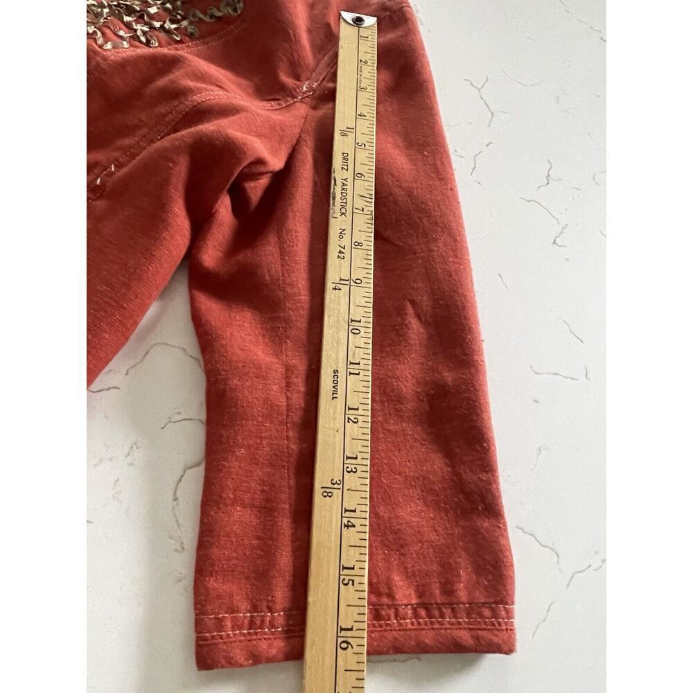 Coldwater Creek Linen Womens Cropped Ribbon Jacket Orange Career Travel Office - Picture 13 of 13